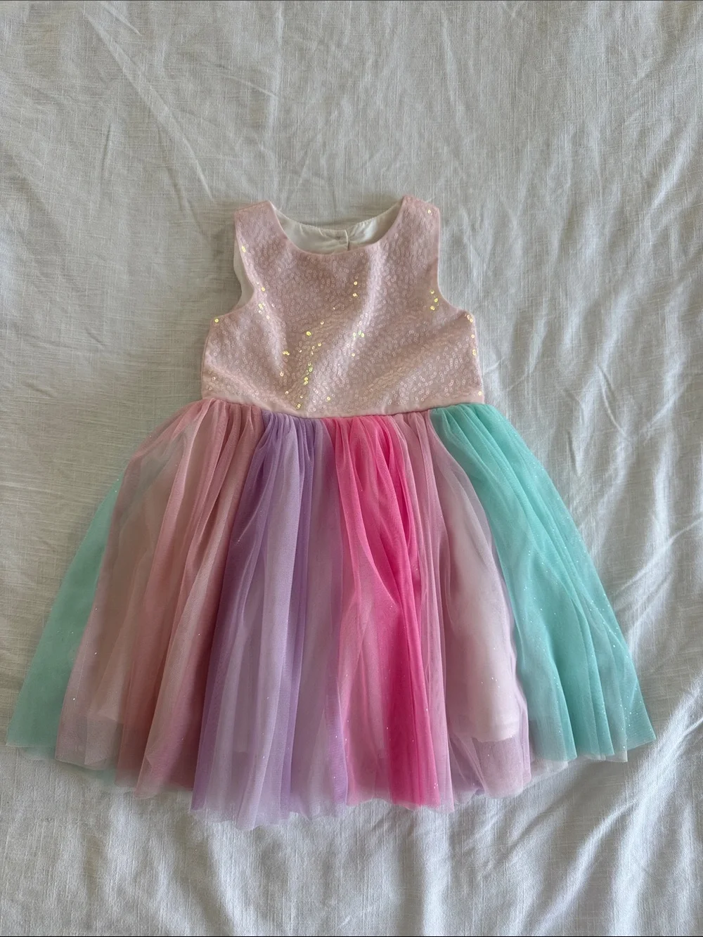 H&M Pink Sequin Bodice Rainbow Tulle Party Dress